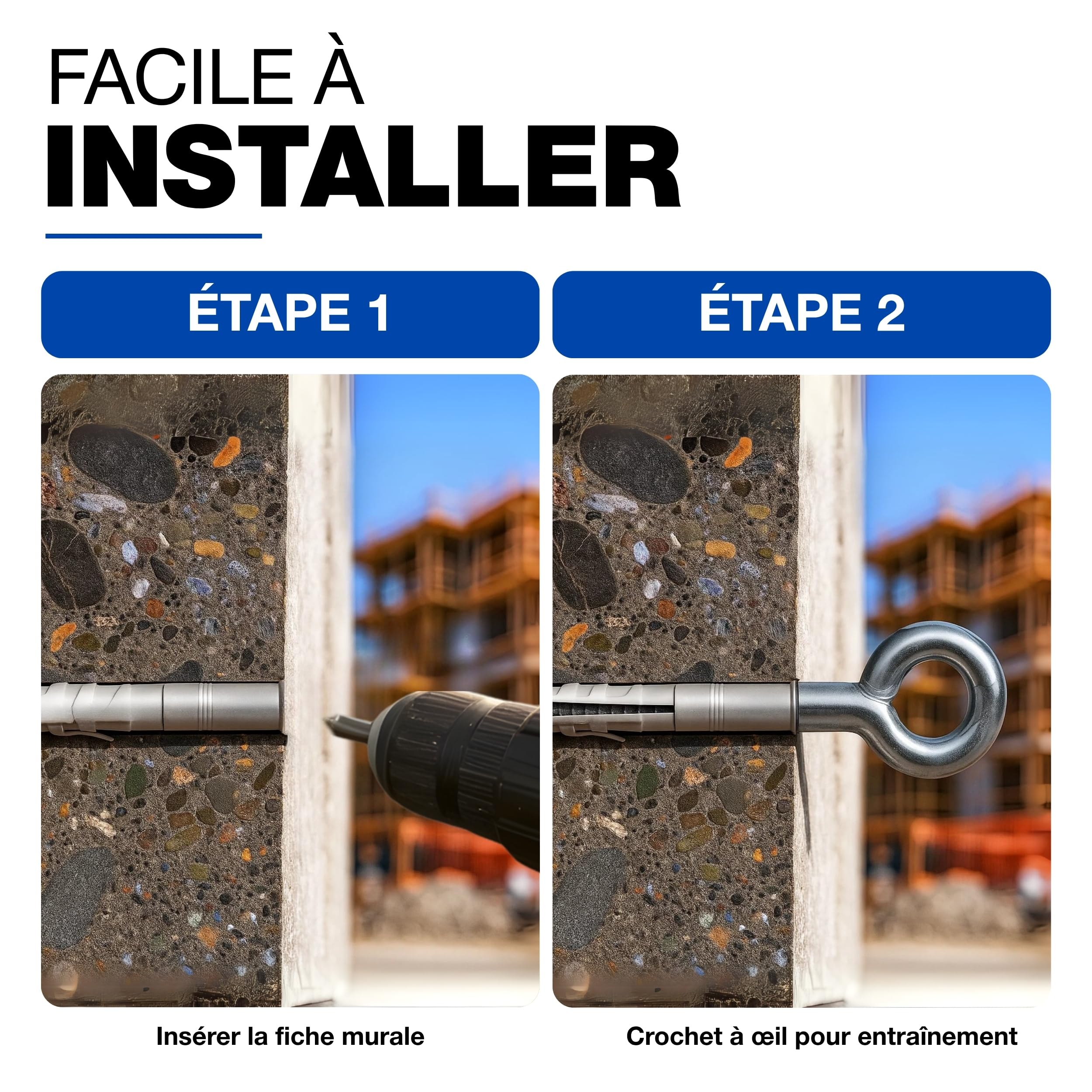 GeZu Impex Boulon à oeil Galvanisé Lot de 8 230 mm boulons à anneau à œil à tige à vis fermée robuste