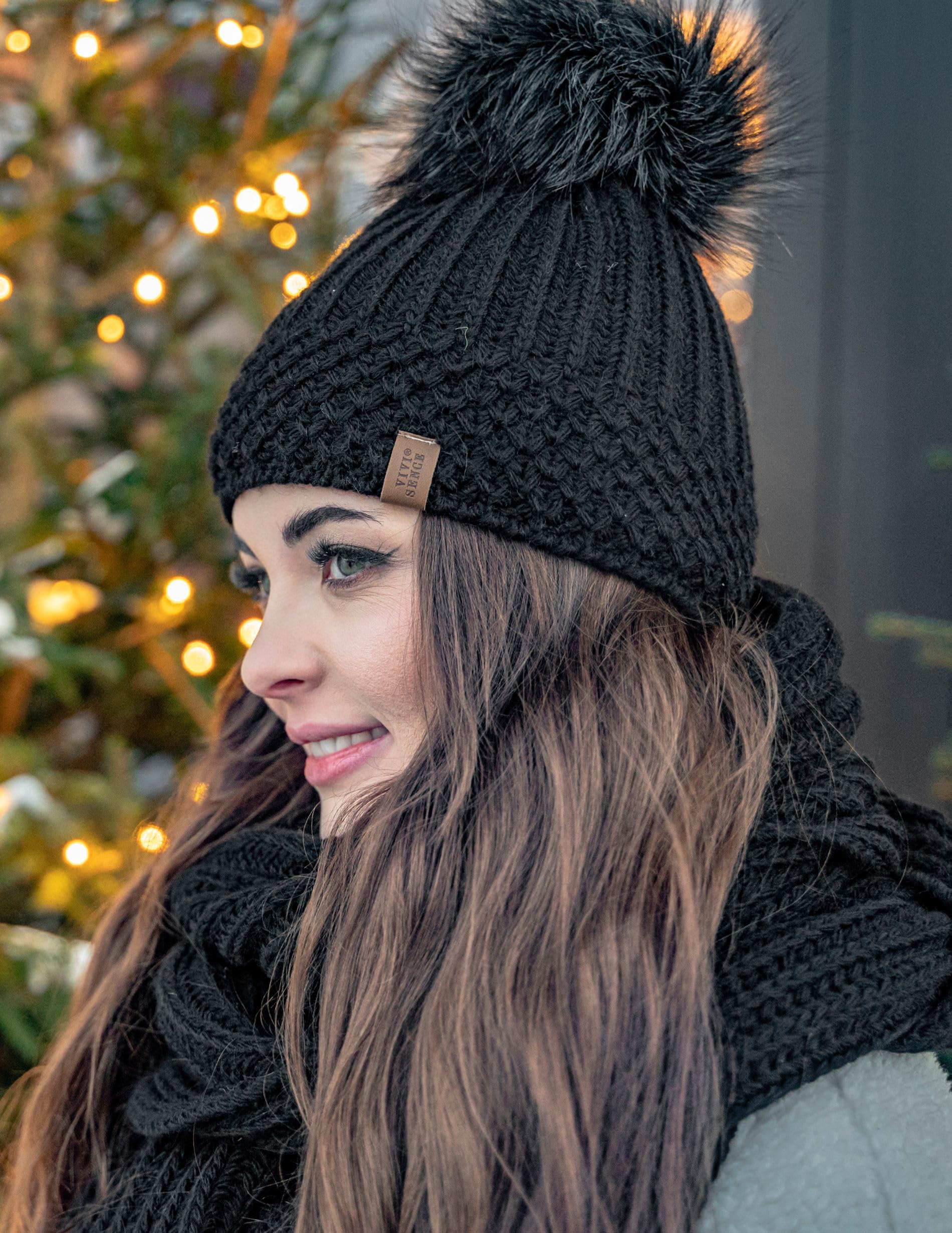VIVISENCE Bonnet À Pompon Femme Chaud Et Confortable pour Les Journées Froides 7016