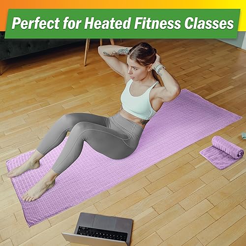 Miniatura 3 de Wakeman Juego de toallas para esterilla de yoga y toallas de gimnasio, juego de 2 piezas antideslizantes para yoga caliente, pilates y gimnasio, 72