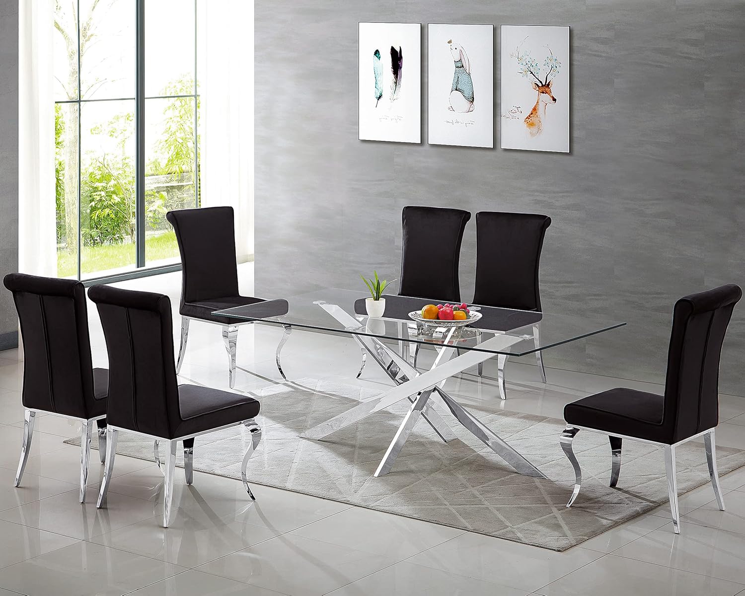 Pvillez Contemporary Glass Dining Table for 6 People