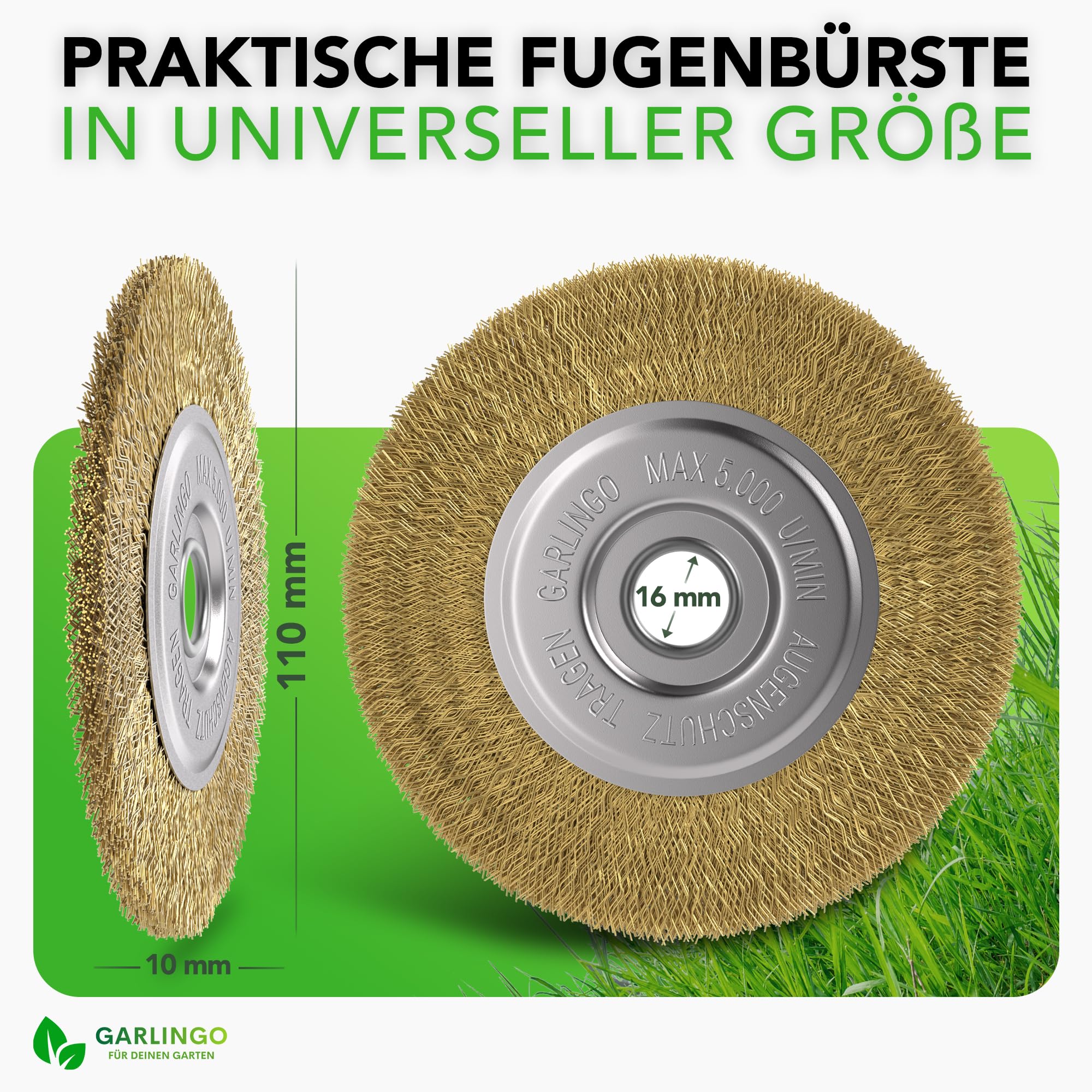 GARLINGO Szczotka do fug, zestaw 4 sztuk, kompatybilna z Gloria Multibrush i innymi szczotkami drucianymi, szerokość 10 mm, szczotka zapasowa