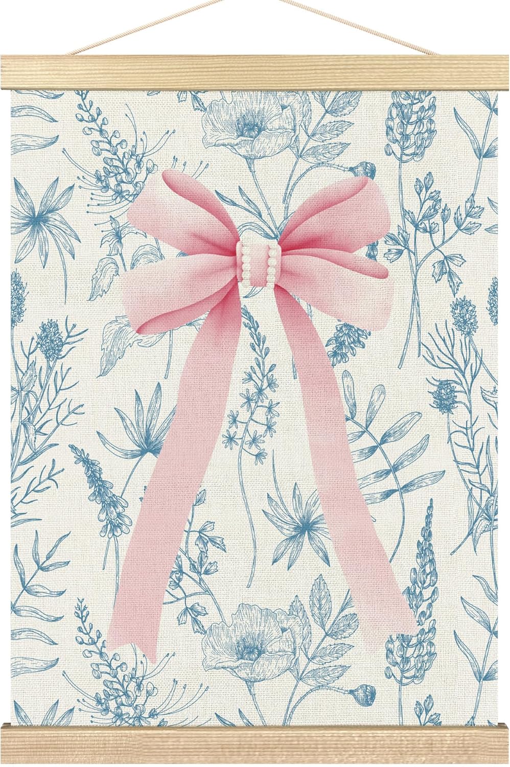 BCUANGD Coquette Room – Arte de pared con lazos de moda Preppy para decoración de pared con marcos de madera, decoración de lienzo retro con flores