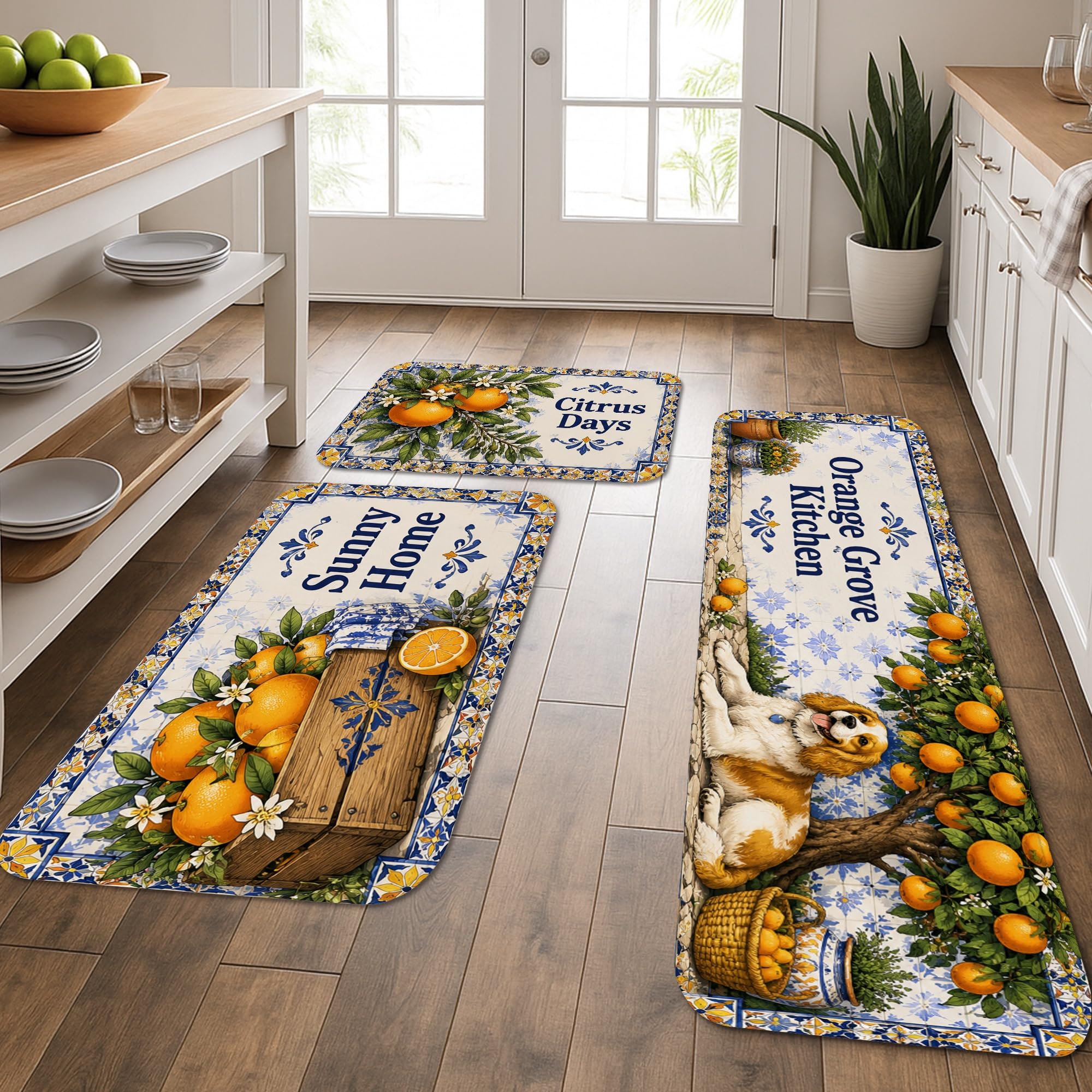 Tapis de cuisine lot de 3 doux pour soulager les pieds devant l'évier et la buanderie