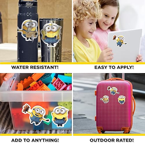 Miniatura 2 de Calcomanías de Minions de Despicable Me - Juego de 3 calcomanías de Bob para coche, botella de agua, casco de bicicleta, laptop, monopatín -