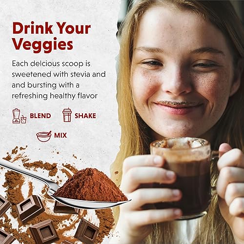 Miniatura 5 de Barlean's Polvo de verduras de chocolate, suplemento diario de superalimentos de frutas y verduras, mezcla de antioxidantes verdes y mezcla de