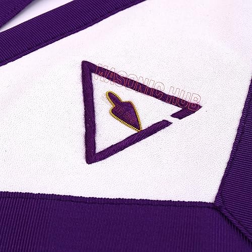 Miniatura 2 de Masonichub Masonic Council RSM Royal & Select Master Mason Delantal para miembro RSM 100% piel de cordero bordado a mano con borde de cinta de