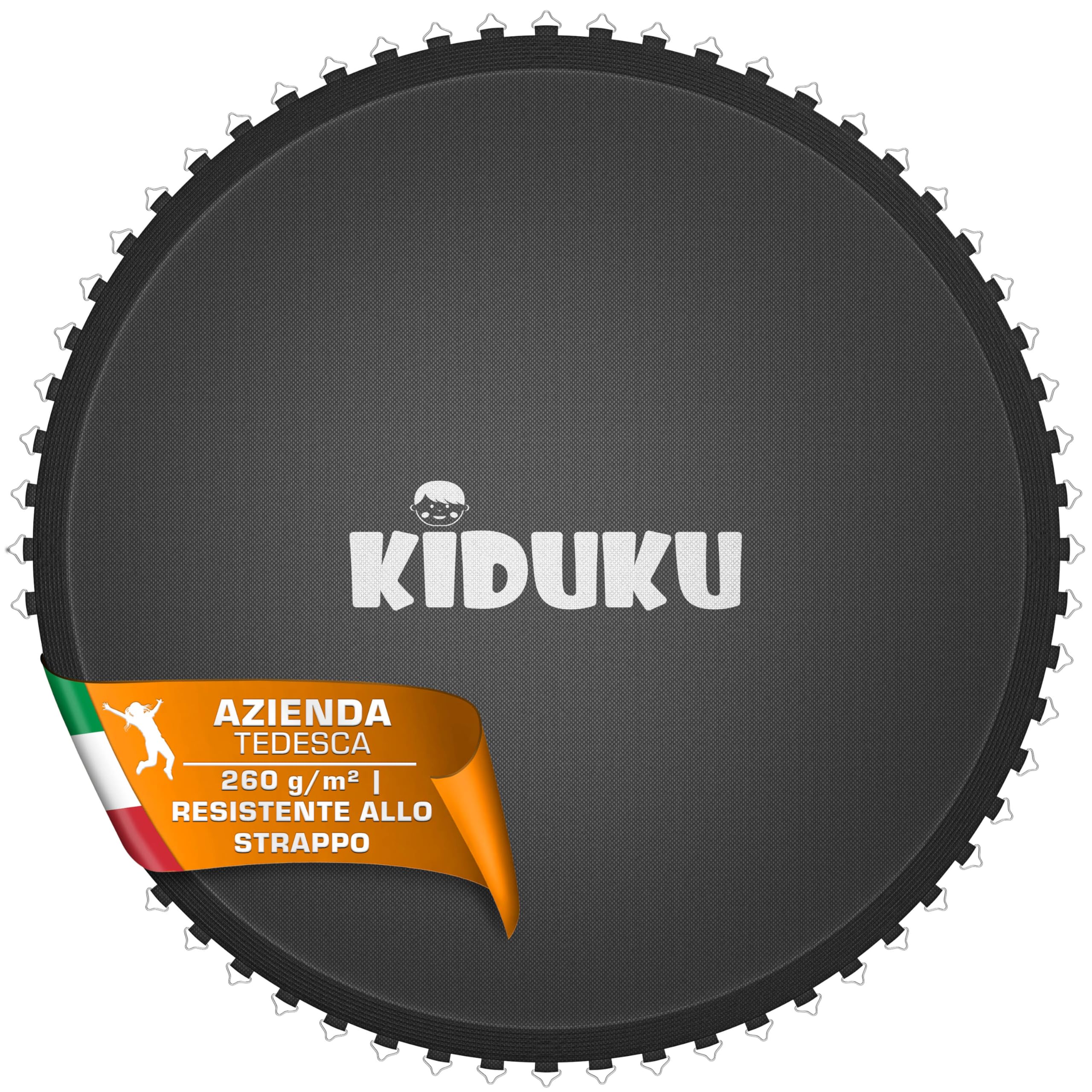 KIDUKU Trampolino elastico Ø 244 305 366 427 cm | tappetino di ricambio 48 – 96 occhielli resistenti ai raggi UV e alle intemperie | accessori tappetino di ricambio per trampolino da giardino | panno