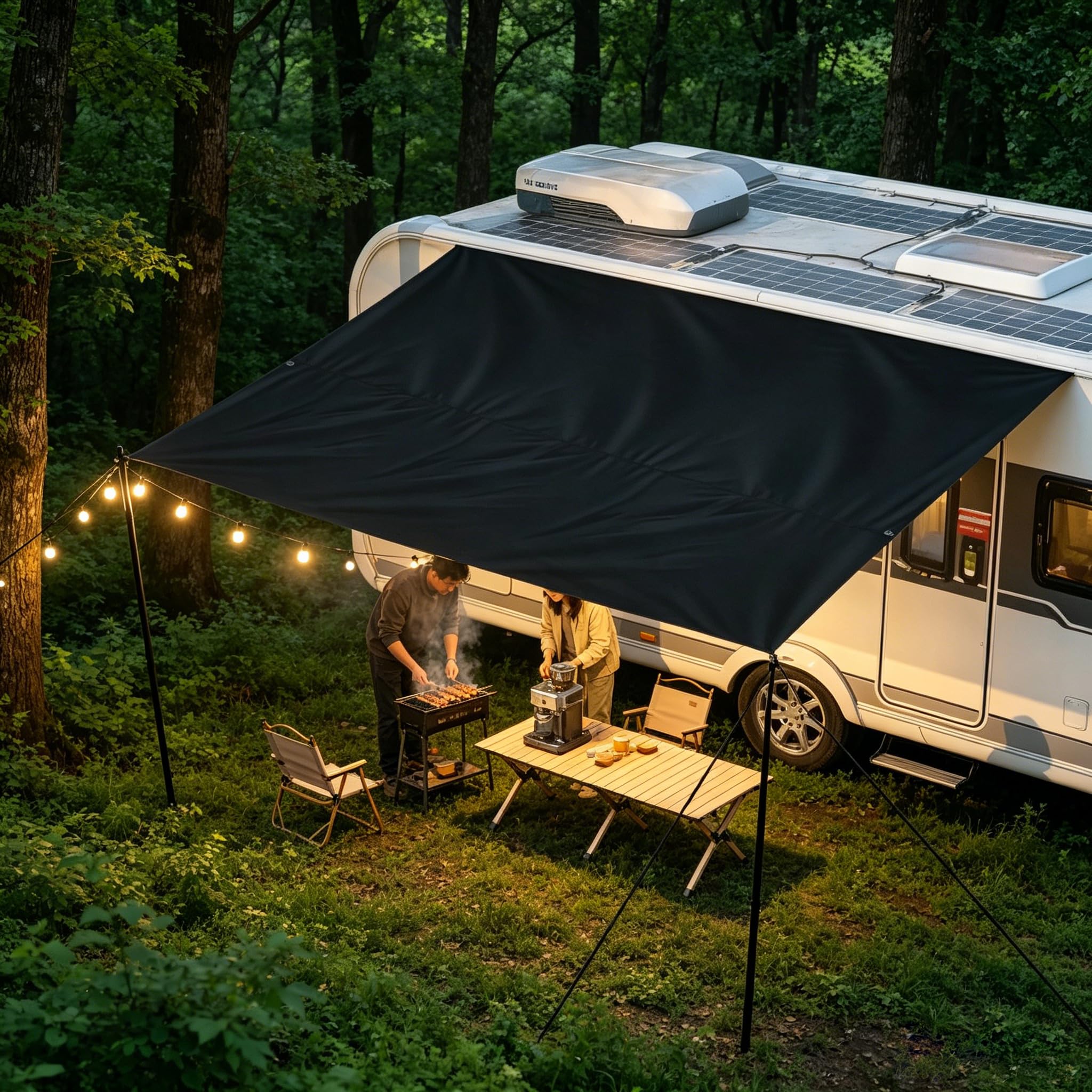 Sonnensegel Wohnwagen Komplett ausgestattetes Sonnensegel Camping 4x2,4 m | Markise Tarp für Sonnen- und Regenschutz - Kompatibel mit Wohnwagen,Camper,Vans,Kastenwagen und Wohnmobilen