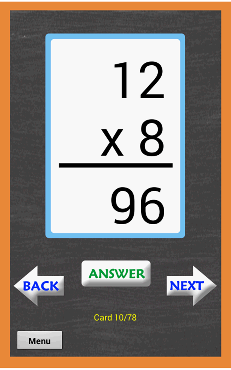 Math Multiplication Flash Cards App on Amazon Appstore