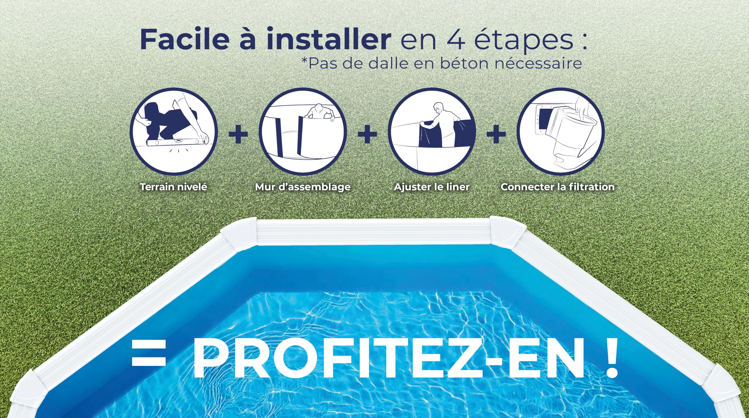 Gre KITPR303 Bora Bora - Piscine Hors-Sol en Acier, Piscine Ronde avec Structure en Acier Blanc. Filtre a Cartouche. Piscines Hors-Sol pour Jardin, Ø300 x 120 cm