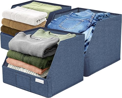 Miniatura 15 de Contenedores de almacenamiento trapezoidales – 30.5x30.5x25.4x10.2 cm & 4 estantes organizadores de clóset y cestas, cestas de almacenamiento de