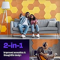 Vista 2 de Paneles insonorizantes de alta densidad para pared, forma hexagonal, paquete de 12 unidades de 14" x 12.1" x 0.4", color naranja de los años 70 70'S