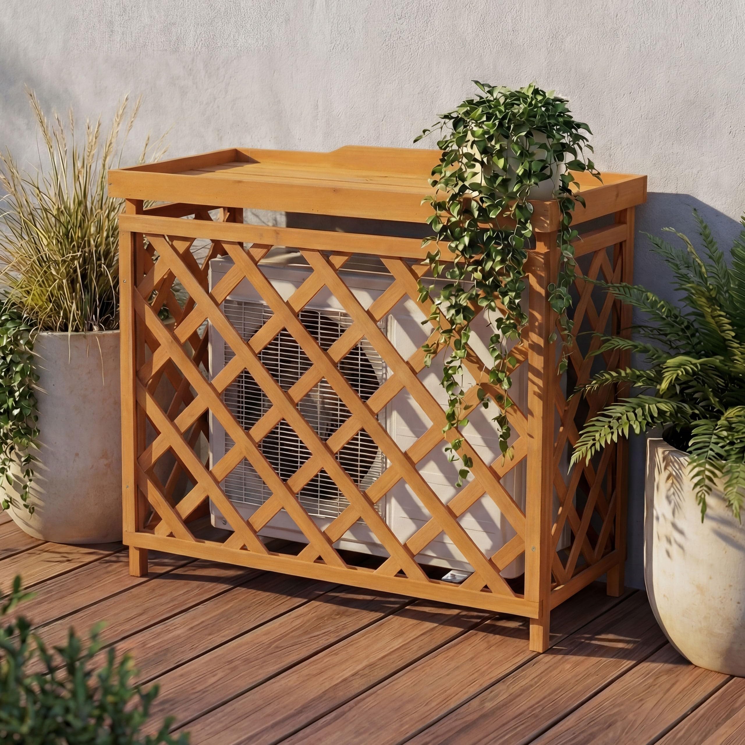 Mendler Cache pour climatiseur/échangeur Thermique HWC-Q14, Cache en Bois certifié MVG 78 x 90 x 45 cm - Couleur Naturelle
