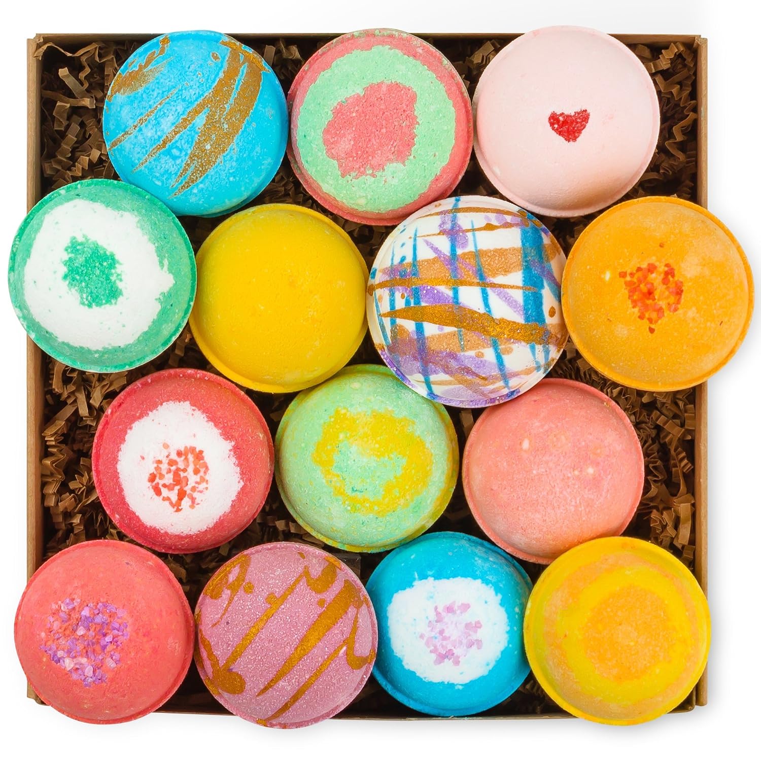 HanZá Bath Bombs - Gift Set Ideas - Gifts For Women, Mom, Girls, Teens, Her - Ultra Lush Spa Fizzies - Gift Ideas - Add to Bath Bubbles, Bath Beads, Bath Pearls & Flakes (3.5 oz, Bright Colours)
