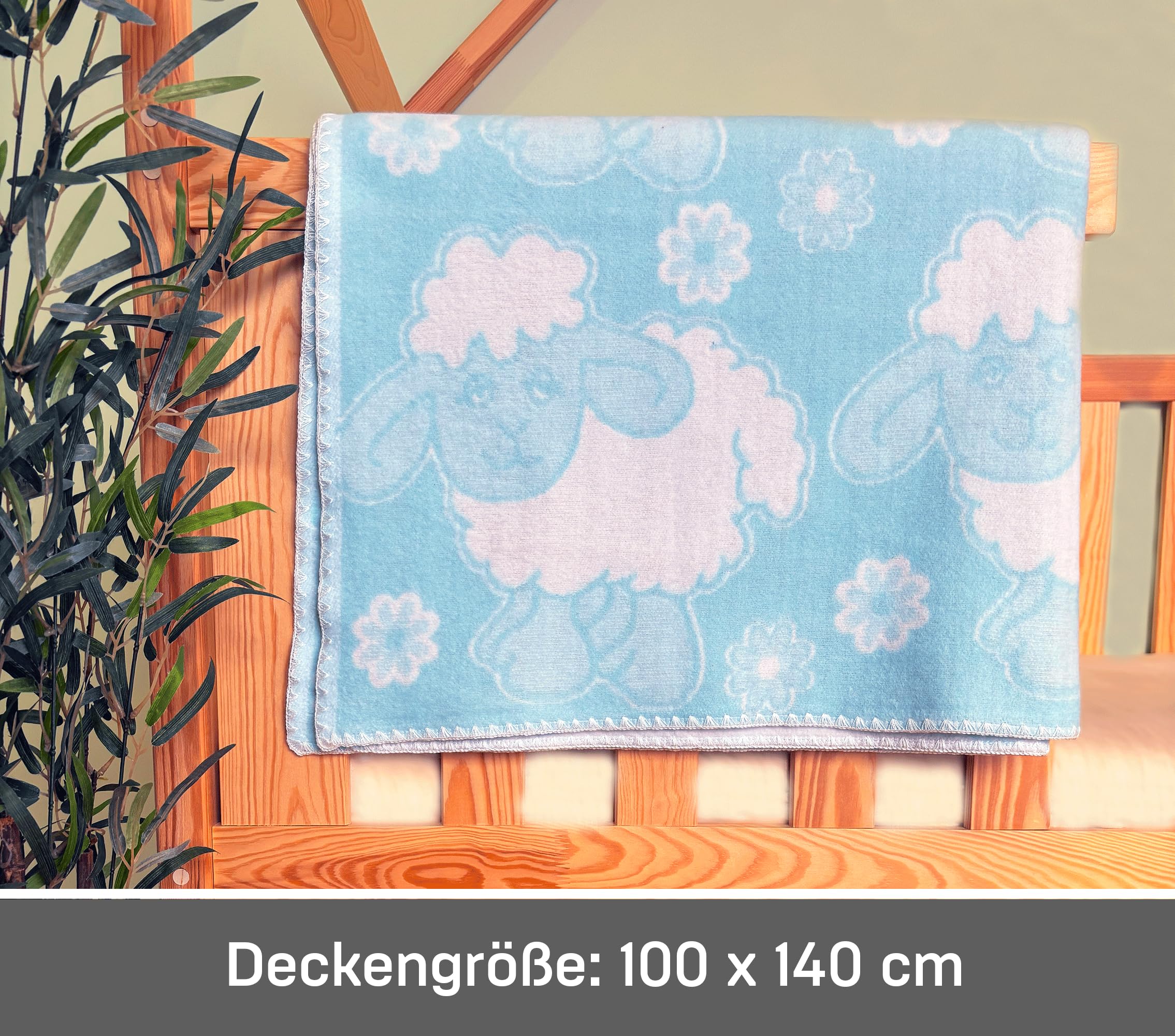 Manta para bebé de 100% algodón, manta para niños y niñas, 100 x 140 cm, manta suave para bebé como regalo de nacimiento para recién nacidos (ovejas azules)