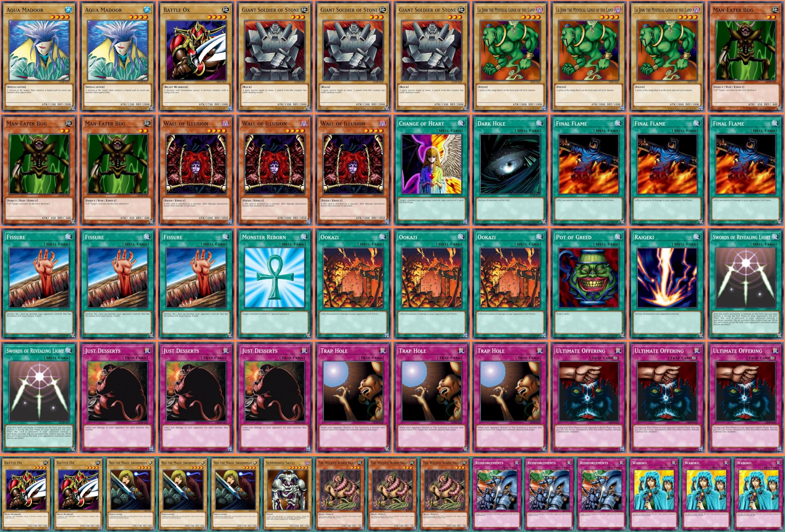 Stall Burn Deck Waboku Raigeki Pot Greed Swords Revelando Luz : Juguetes y Juegos