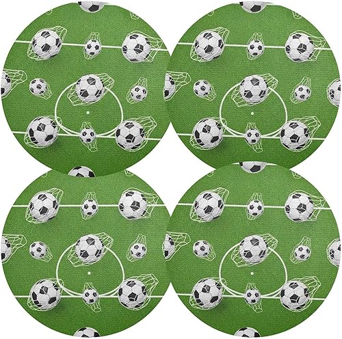 Miniatura 2 de Soccer Balls Net PVC Placemat, Non Slip Heat Resistant Dinner Mat for Kitchen one sizex6