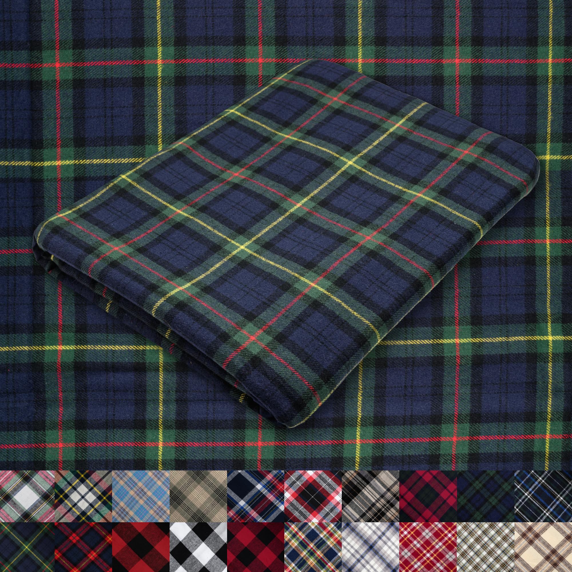 Pico Textiles 1 Yard Blue and Green Blackwatch Tartan Plaid Flannel Fabric - 60" Wide - 100% Cotton - Sold by The Yard - for Shirts, Scarves, Pajamas & Receiving Blankets — view 47