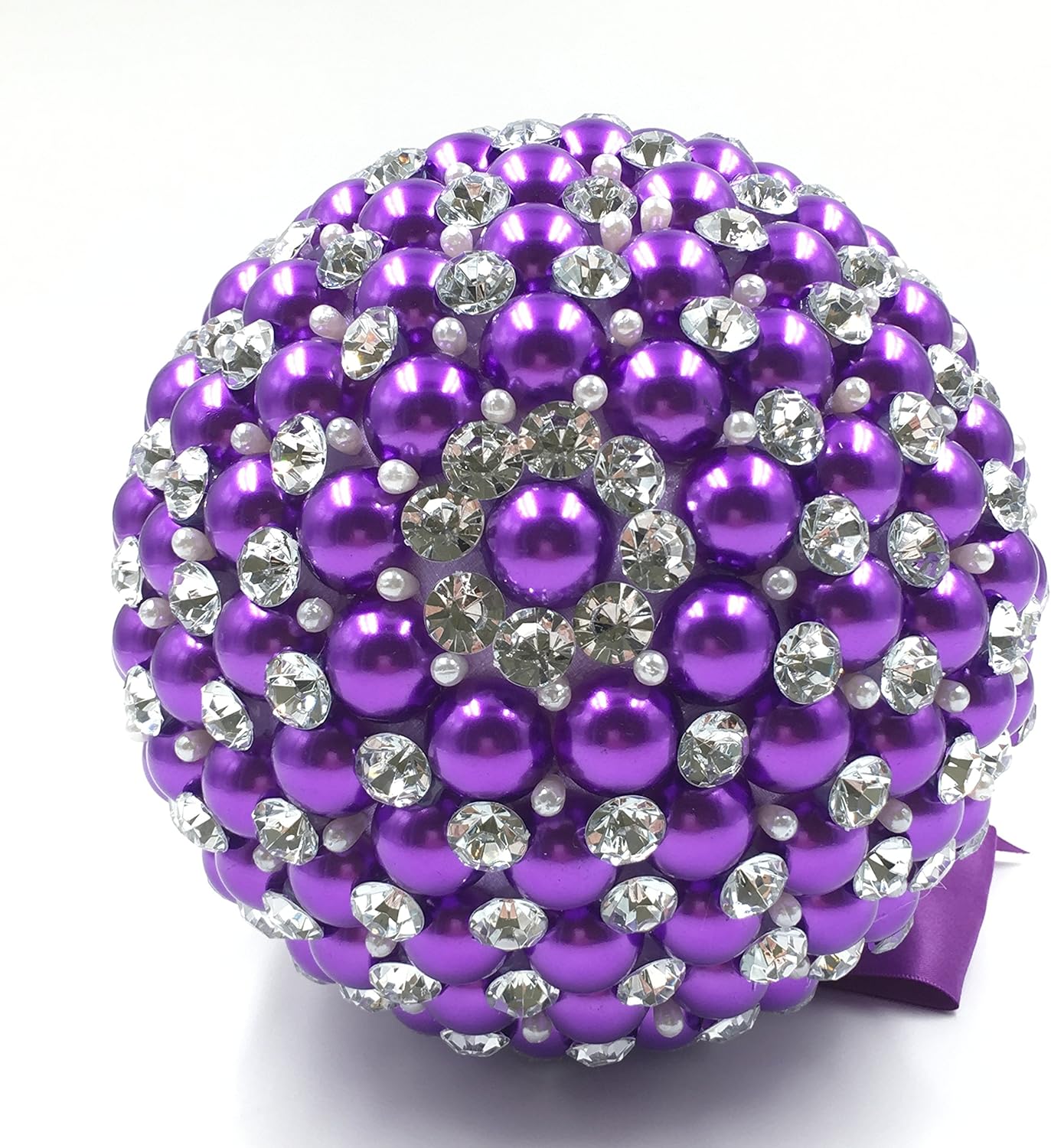 Abbie Home Romantic Bride Wedding Holding Bouquet Roses-Pearl Rhinestone Ribbon Décor (210PU)