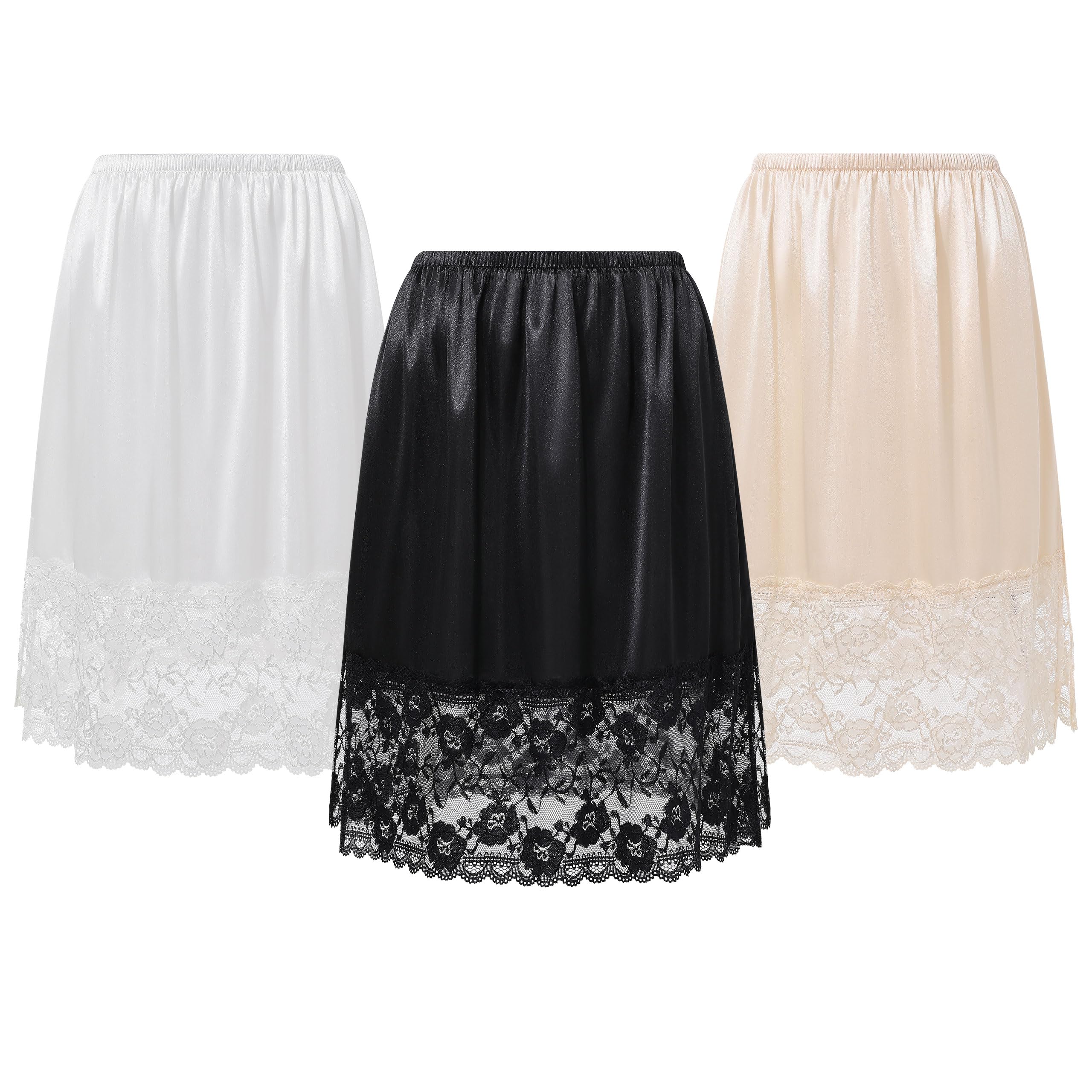 Coucoland Half Slips for Women - 26" Black White Womens Underskirt Half Slip Women Under Dress Shirt Skirt Extender