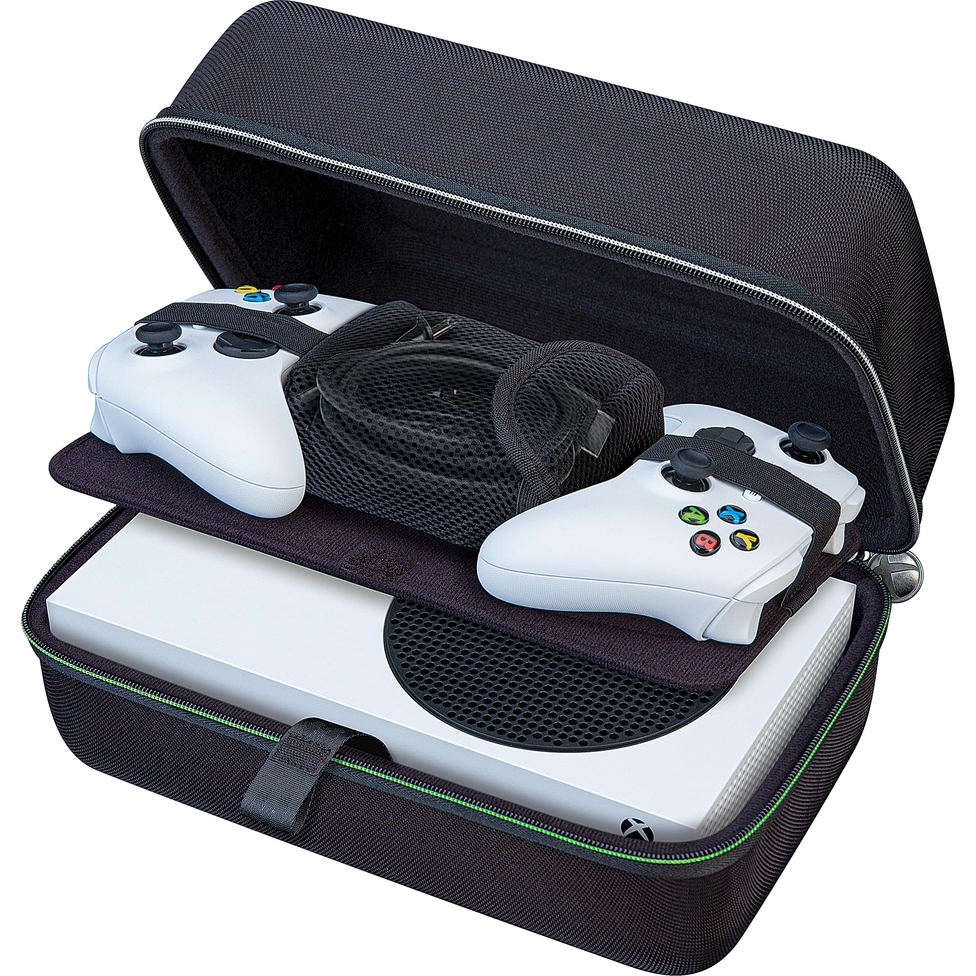 Game Traveler Xbox System S etui systemowe - licencjonowane i przetestowane przez Xbox, twarda obudowa z nylonu balistycznego, bezpiecznie trzyma konsolę systemową S, 2 kontrolery, z kieszenią z
