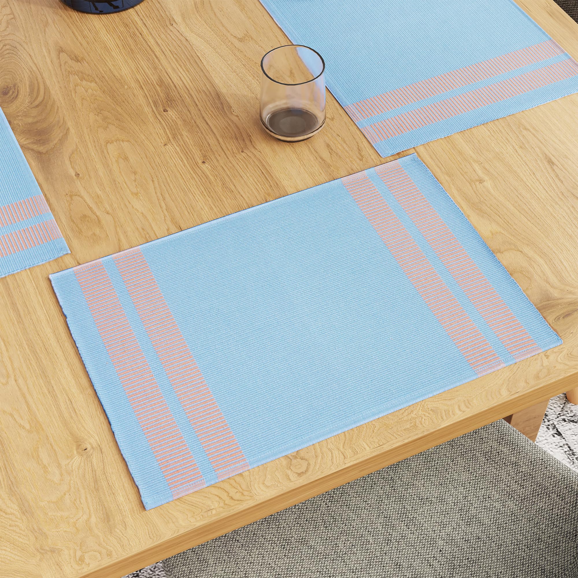 Encasa XO Dining Placemat Set of 6, Ladder Blue, 46x32 cm (Set of 6)