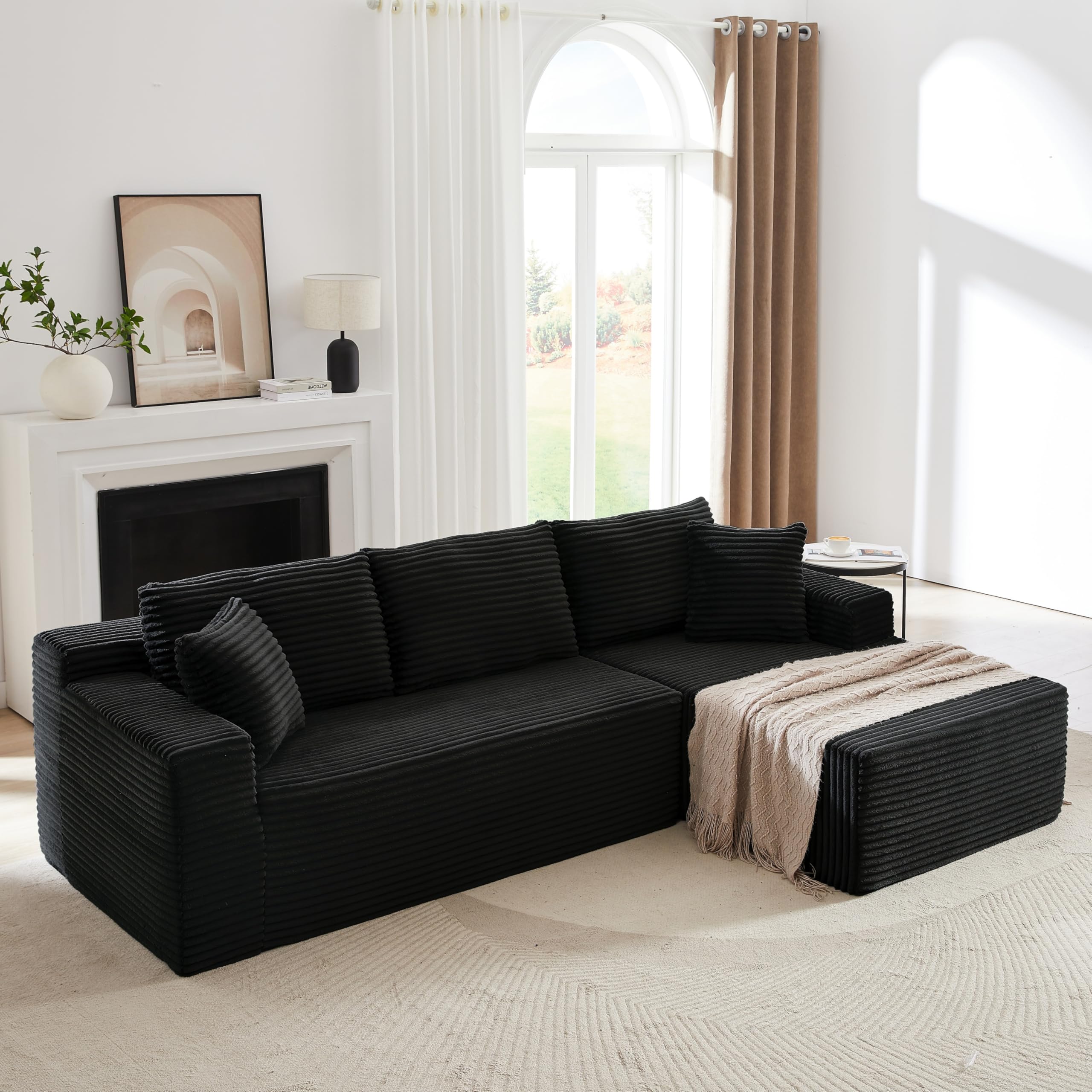 Sapgaks Sofá de esquina convertible de 3 plazas, sofá convertible, sofá de 3 plazas, sofá modular comprimido, sofá de salón, con chaise longue en forma de L, combinación libre