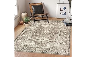 Kamran Hazel Stain-Resistant Anti-Slip Washable Vintage Tribal Area Rug (5' x 7')