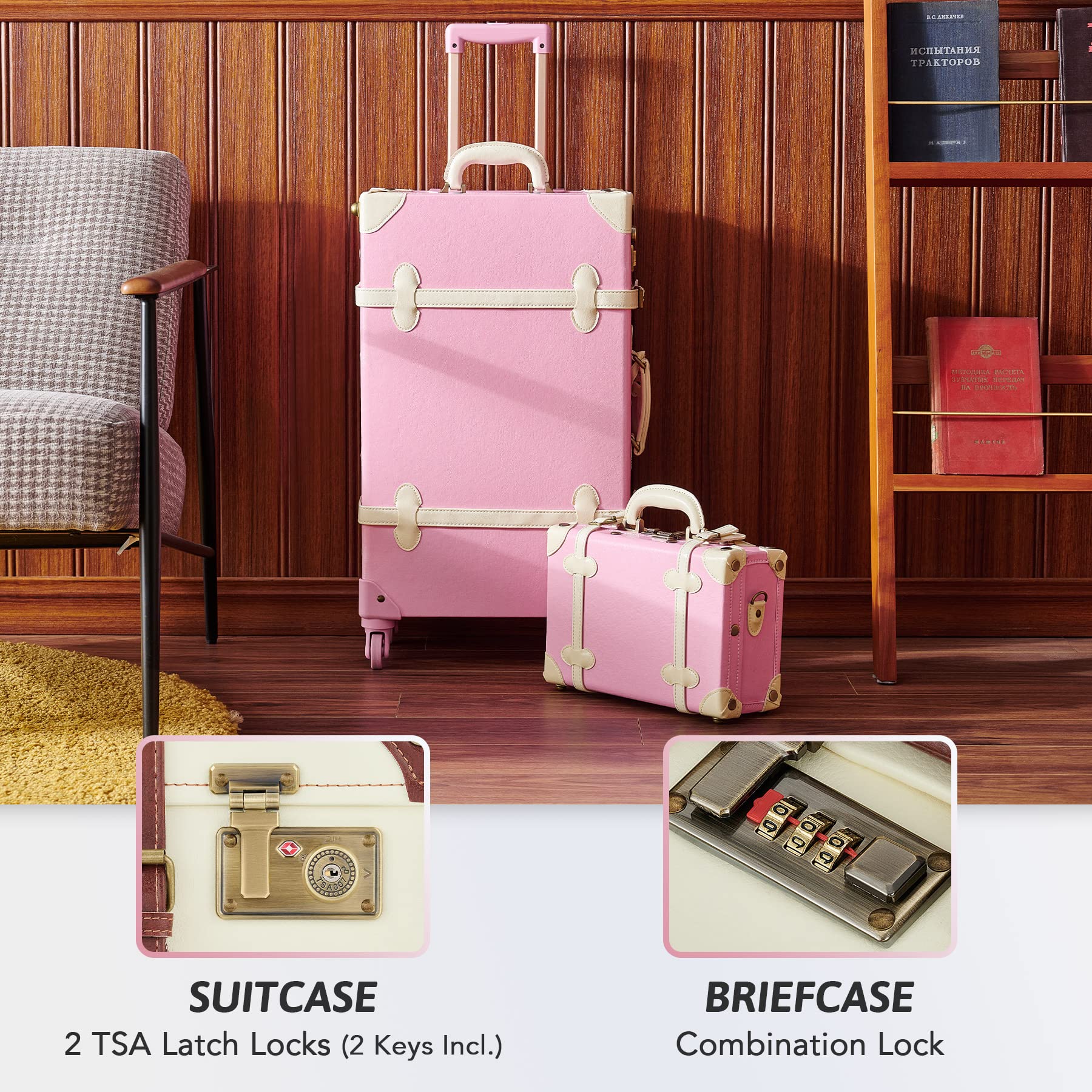 Buy COZ Vintage Luggage Set, Retro Hard Shell Suitcase with Spinner