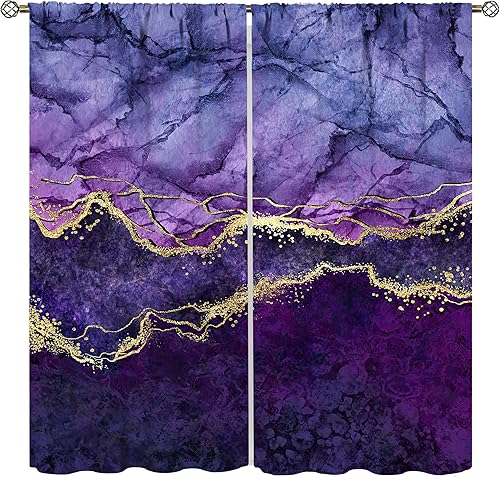 Cortinas de mármol morado, cortinas abstractas doradas y moradas, modernas, de lujo, elegante, decorativas, para sala de estar, dormitorio, juego de