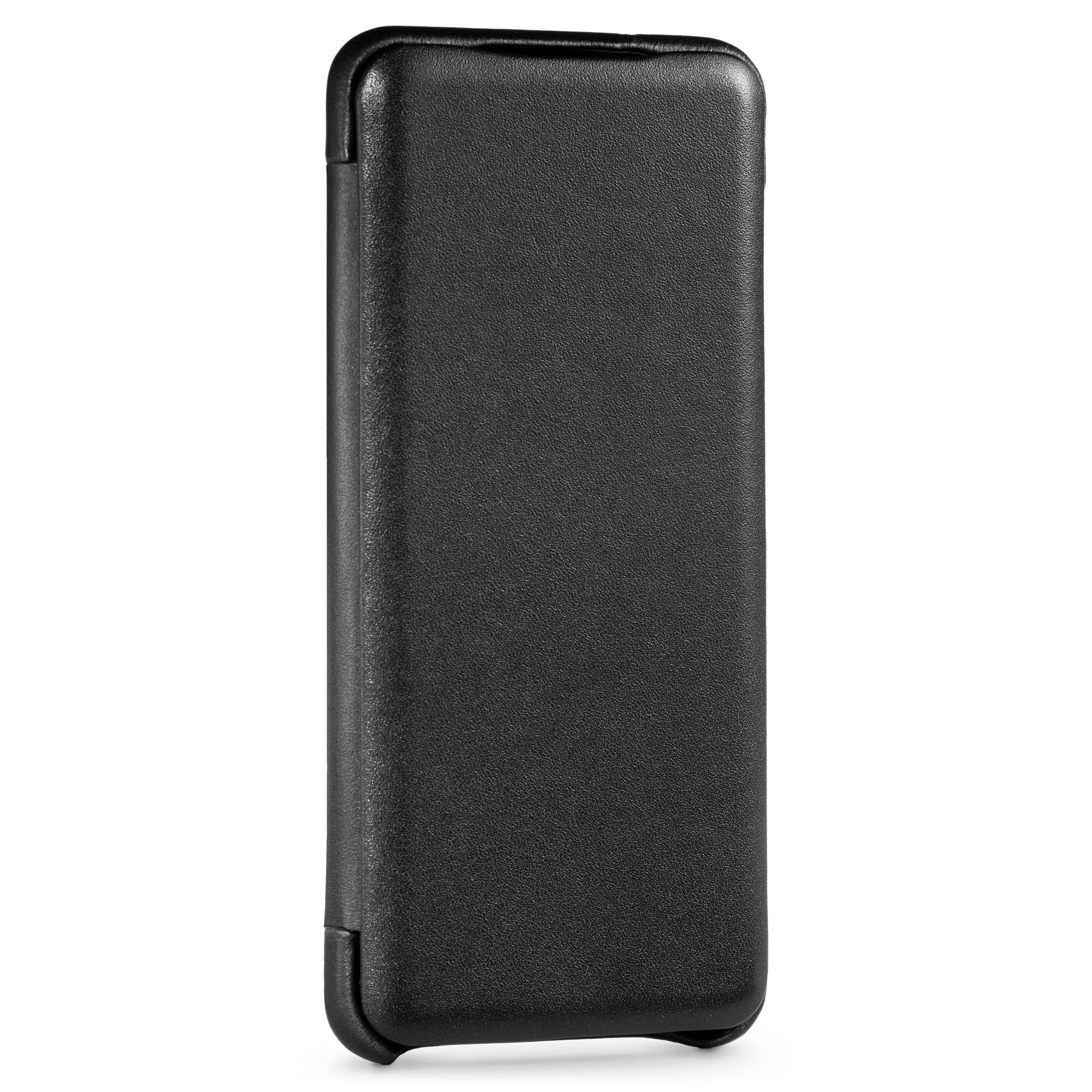 moVear FlipSide S skórzane klasyczne etui na telefon, kompatibilne z Galaxy S20+ [6,7"], z magnesem zamykającym klapkę, Gładka czerń, eleganckie i stylowe, ręczne wykonanie