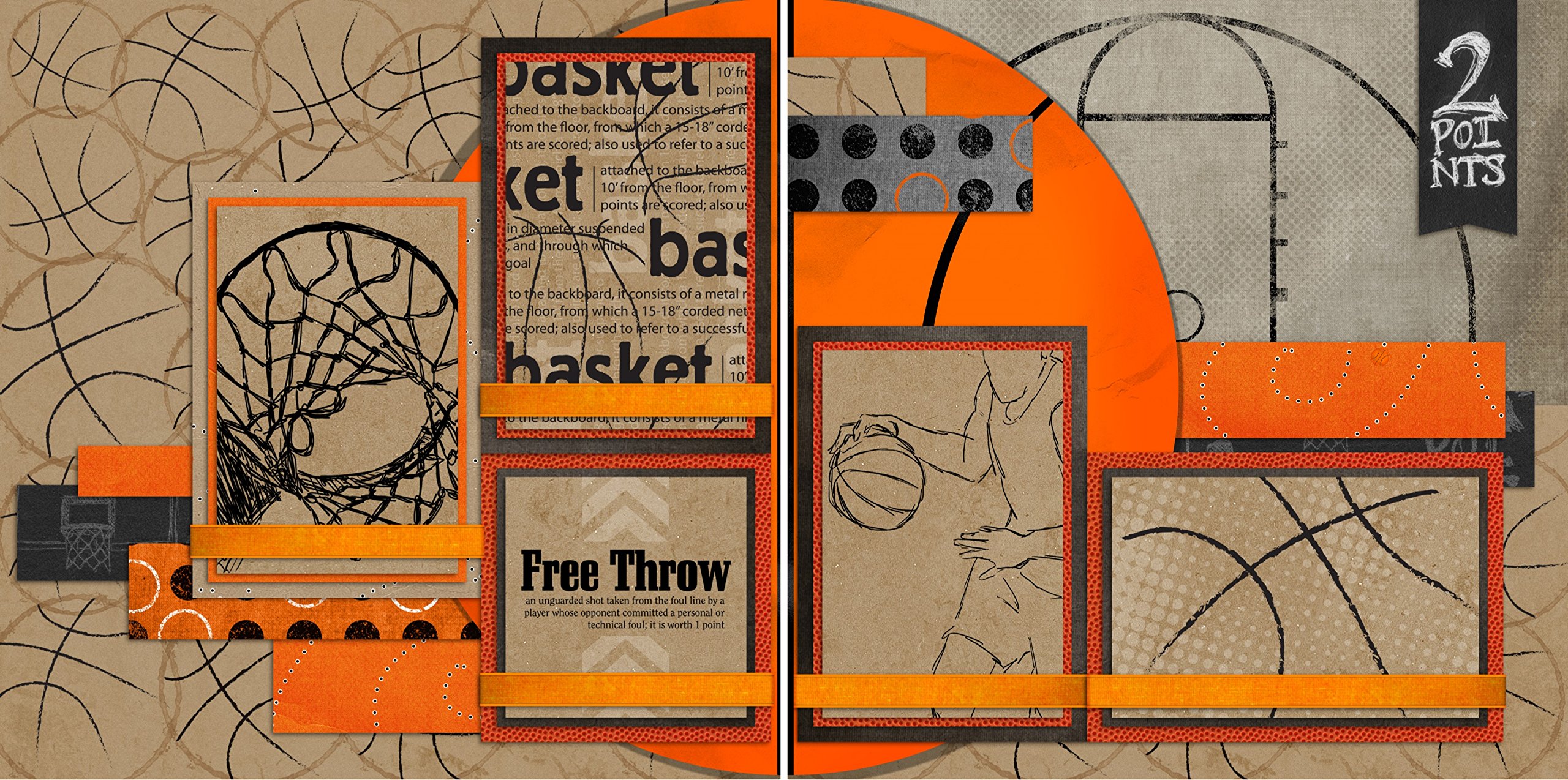 Zestaw scrapbookingu do koszykówki - 5 układów podwójnych stron