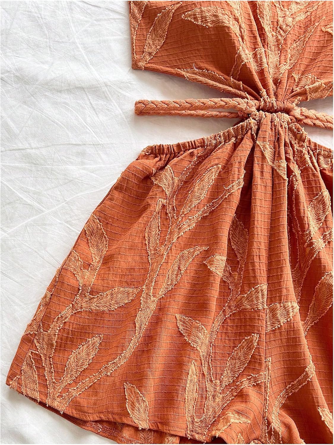 SOLY HUX Women's Boho Tie Backless Tube Top Romper Strapless Cut Out Wide Leg Vacation Short Jumpsuits - Image 5