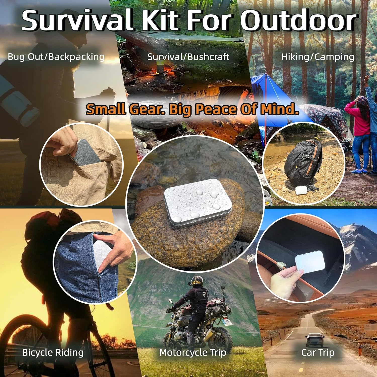 Mini Survival Fishing Kit–Compact Emergency Gear for Camping,Hiking,Bushcraft,Backpacking Small Tackle Box with Hooks,Line,Tools