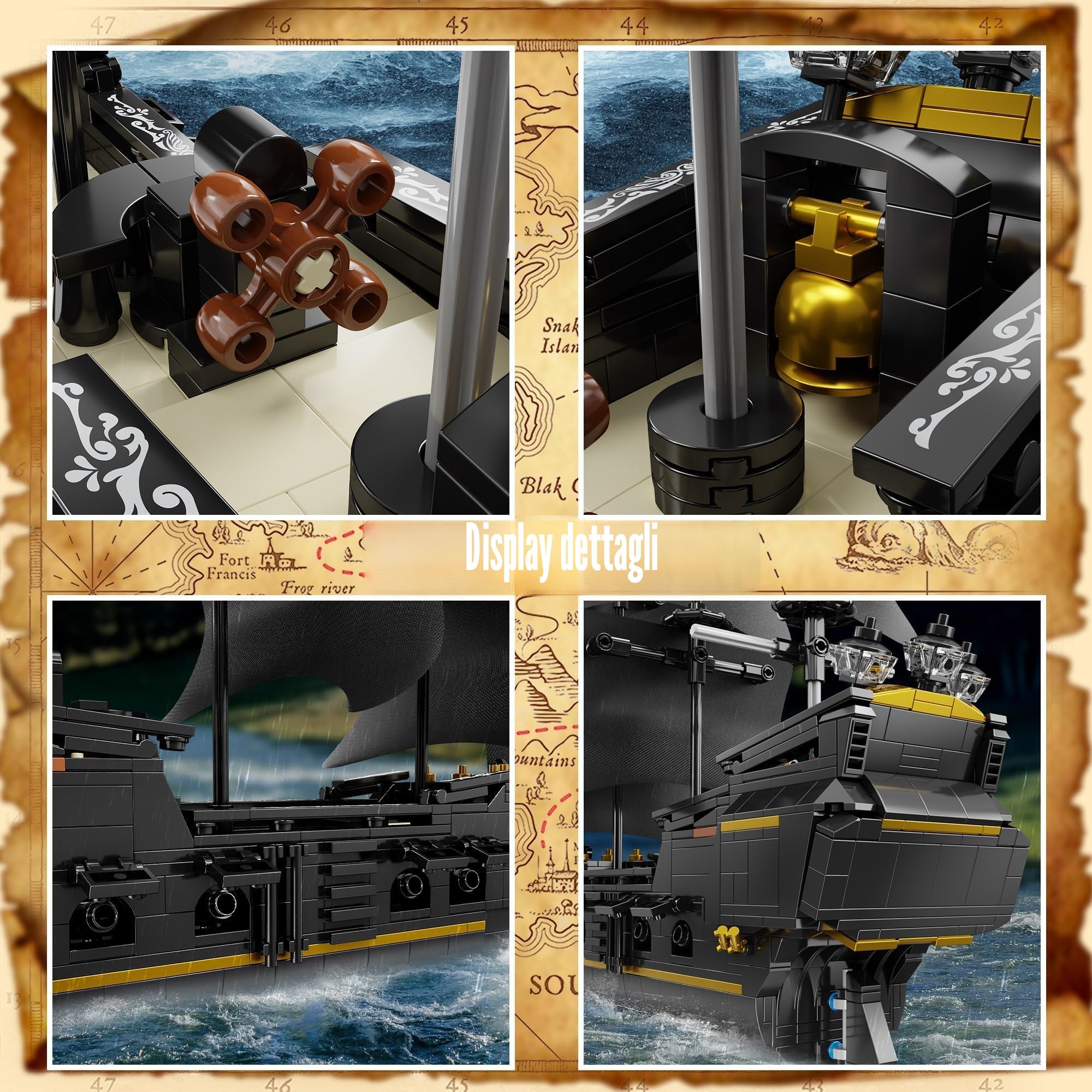 TYCOLE Nave Pirata Perla Nera Set Costruzione, 921 Pezzi Modello Barca Giocattolo - Regalo Creativo per Adulti, Bambini e Bambine 8 Anni, Decorazione Casa e Ufficio
