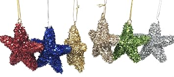 AK TRADING CO. Christmas Star Ornaments 3D Shatterproof Christmas Decorations Tree Balls for Party Decoration, Christmas Tree Decoration, 3.5 Inches