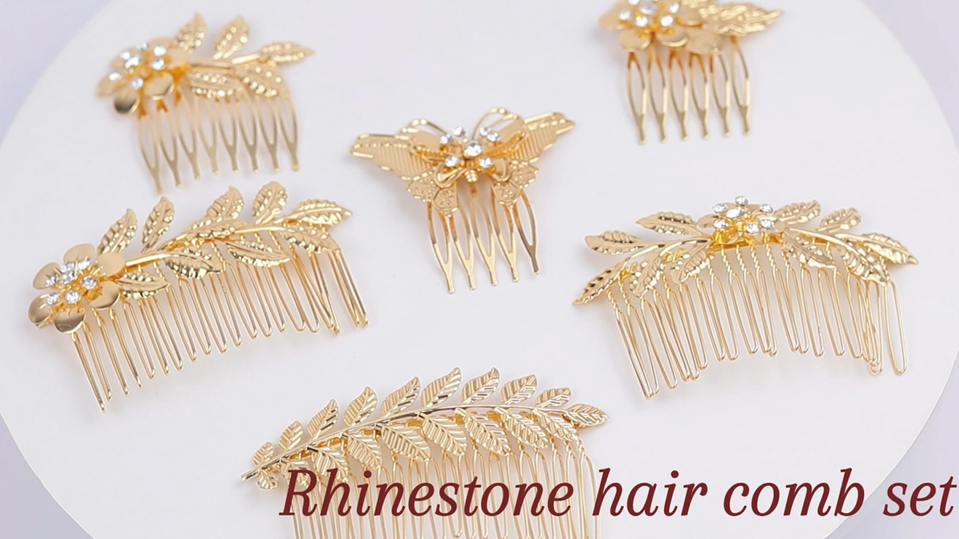 Amazon.com : 6PCS Gold Rhinestone Leaf and Butterfly Hair 