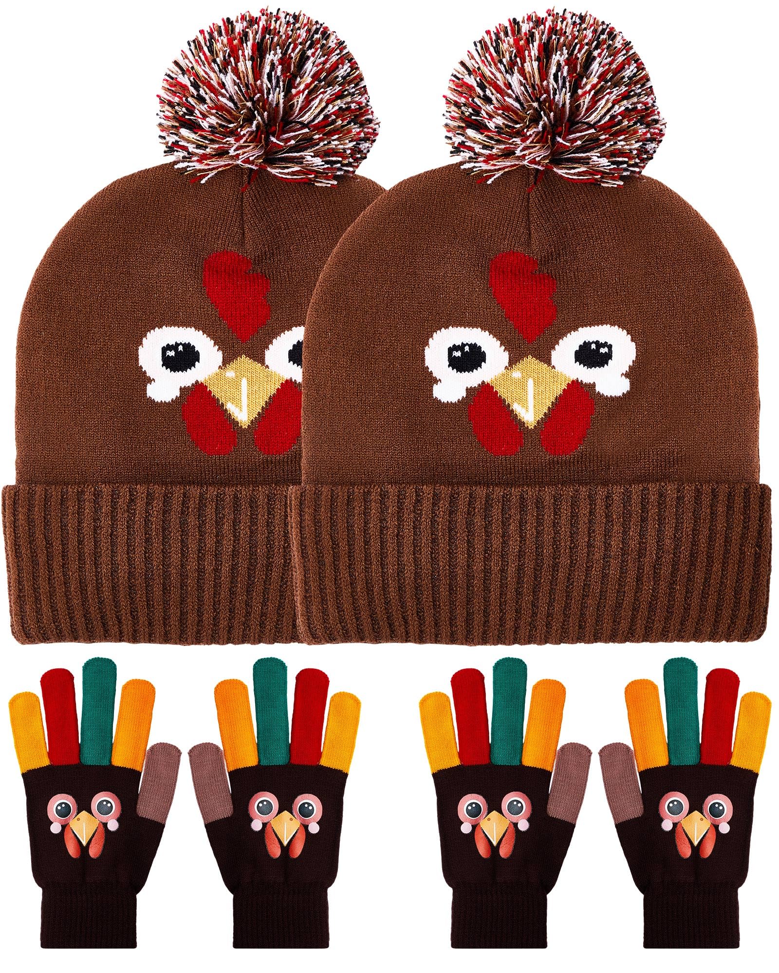 Liitrsh Thanksgiving Turkey Costume with Hats and Gloves Thanksgiving Turkey Hat and Gloves for Runners Adults Kids