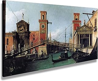 digitalpix Quadro Canaletto Venezia Il Ponte dell'Arsenale - Stampa su Tela Canvas Intelaiata - 100 x 57 cm