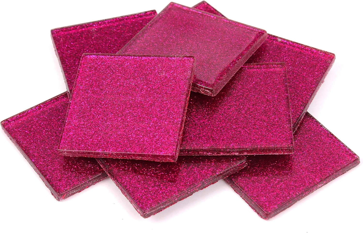 Milltown Merchants Red Glitter Mosaic Tile Pieces – 1 Pound Bulk Bag For Crafts, Backsplashes, Art