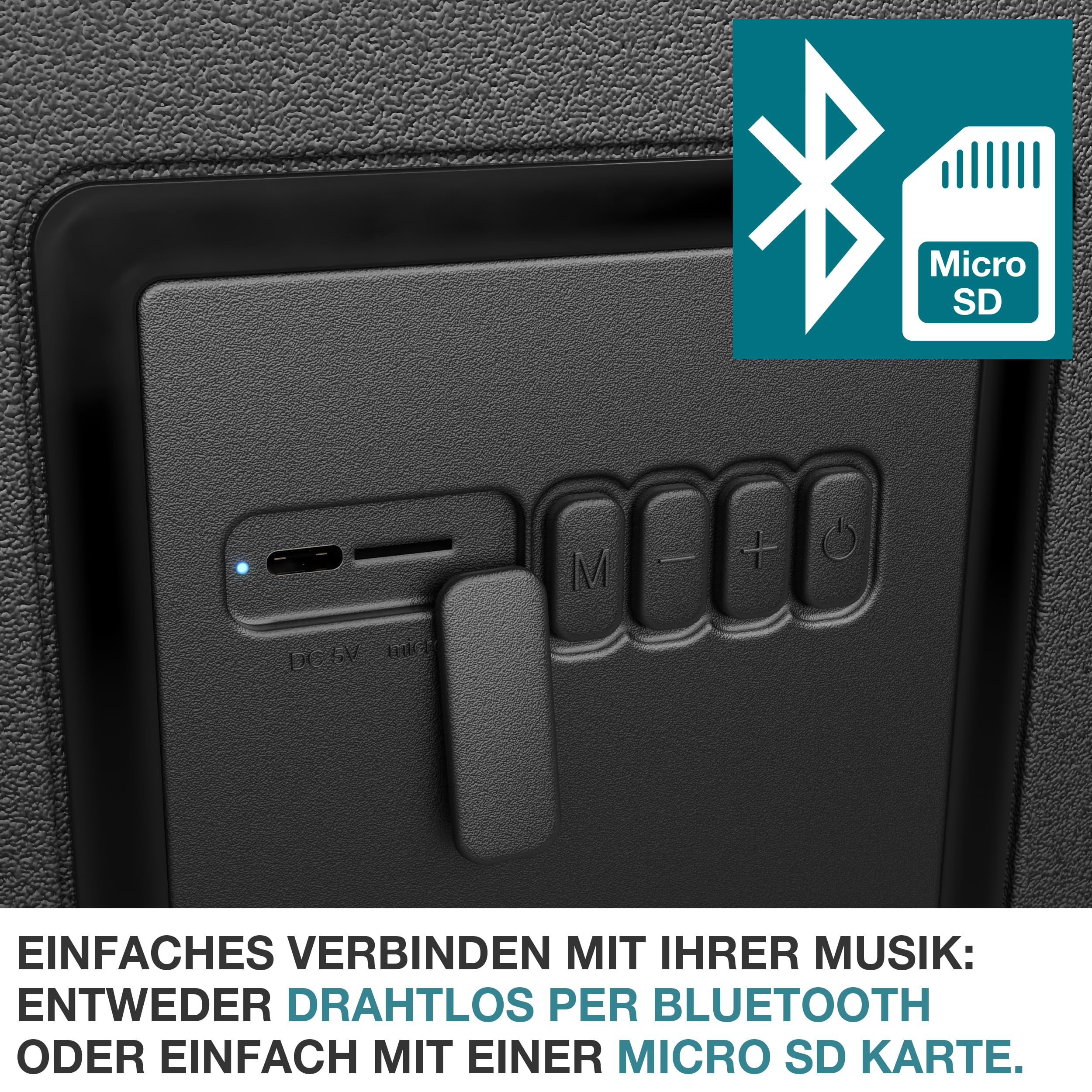 TOM 3in1 Musik Kühlbox 21l zum Kühlen, Warmhalten und Musik hören – mit Bluetooth Lautsprecher – Kühlen mit Kühlakkus – Mobile Kühlbox – für Auto, Camping, Wohnwagen & Co.
