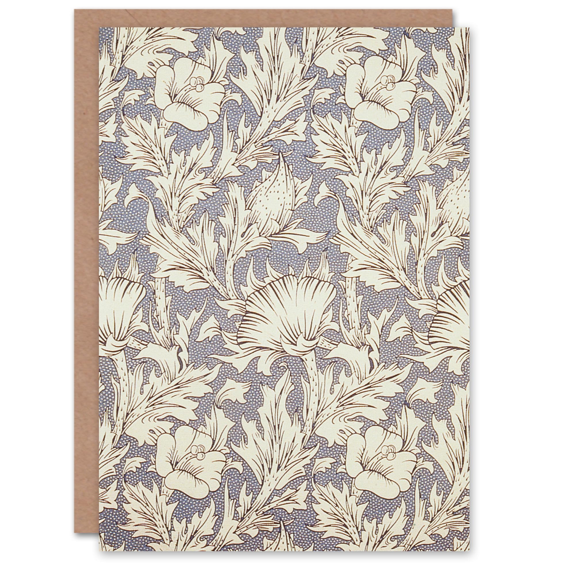 Artery8 William Morris Art Card Hibiscus Flower Blooms Pattern