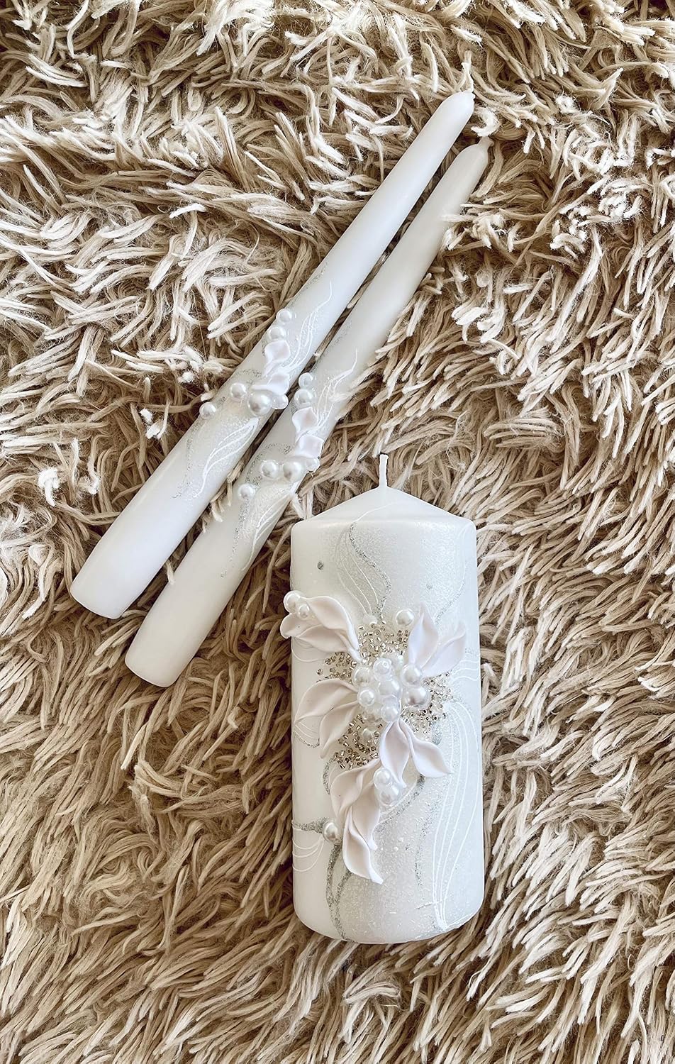 Magik Life Unity Candle Set for Wedding - Wedding Unity Set for Reception and Ceremony - Candle Sets - 6 Inch Pillar and 2 * 10 Inch Tapers