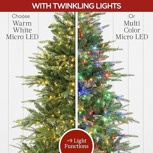 Miniatura 6 de Best Choice Products Full Aspen - Árbol de Navidad de 6 pies, abeto noble preiluminado con 1,200 luces micro LED superbrillantes, 2 en 1, blanco y