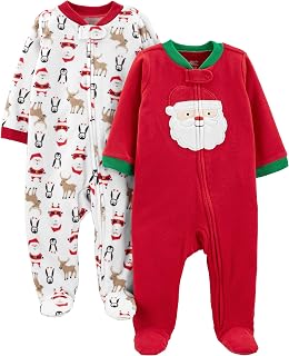 Unisex Toddlers and Babies' Holiday Fleece Footed Sleep and Play, Pack of 2