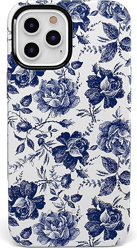 Casely Funda para iPhone 1212 Pro  Rosa a la fama  Floral rosa azul y blanca  Compatible con MagSafe  Diseño protector audaz