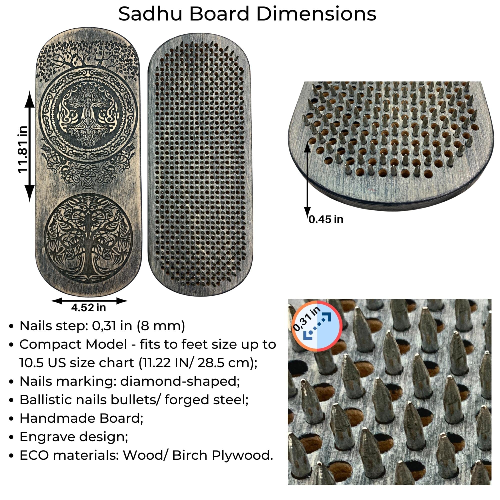 美品 Sadhu Board ネイルボード サドゥボード ヨガ練習用 Amazon | TENGRY ヨガ練習用 瞑想用 ハンドメイド 木製
