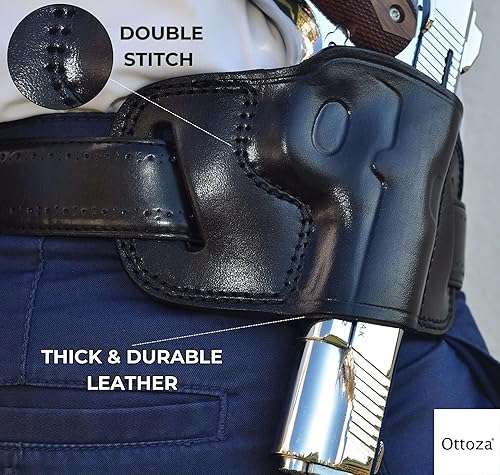 Miniatura 2 de Ottoza Funda de cuero hecha a mano derecha para pistola 1911 – Funda OWB para pistola 1911 se adapta a la mayoría de los modelos 1911 COLT – Kimber