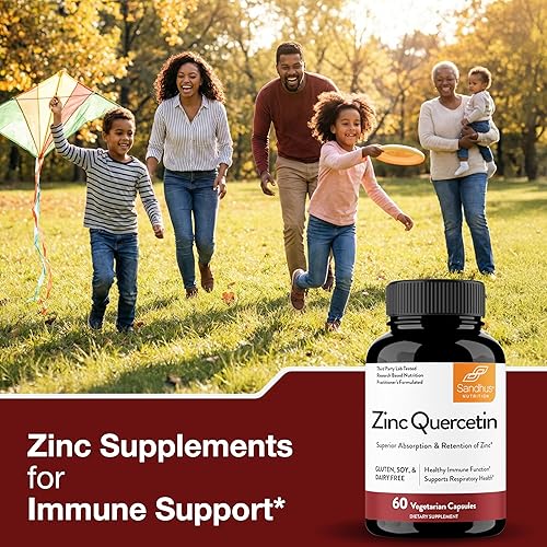 Miniatura 7 de Sandhu's Zinc Quercetin 60 cápsulas vegetarianas (paquete de 1) Suplementos de zinc de alta absorción para inmunidad y alergia estacional Apoyo
