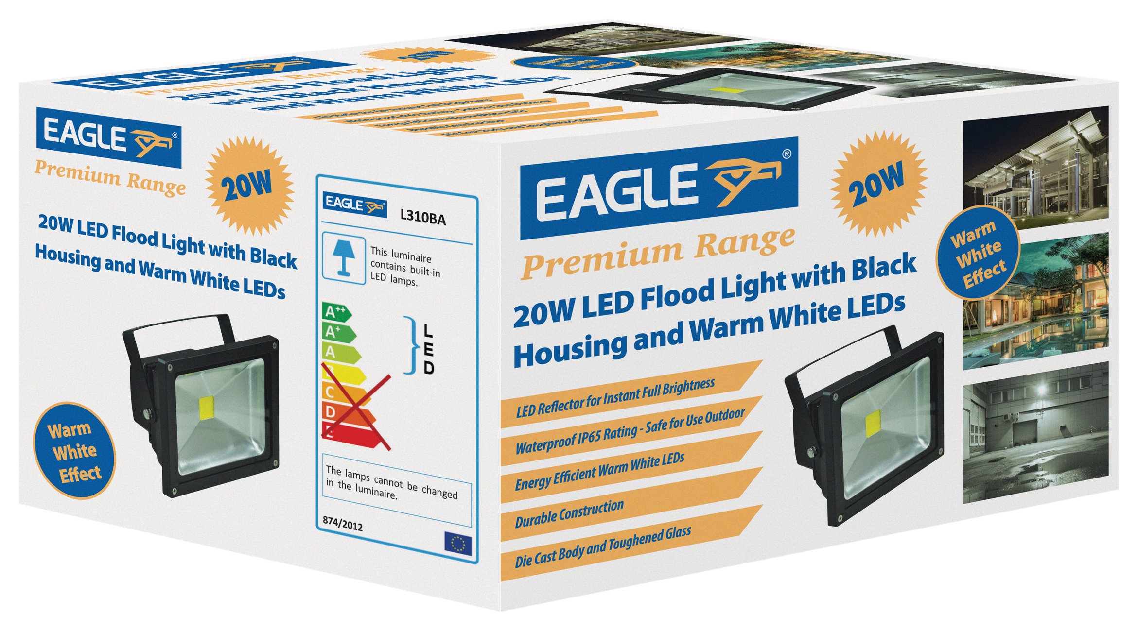 Eagle 20W Led Floodlight Warm White - Black Casing